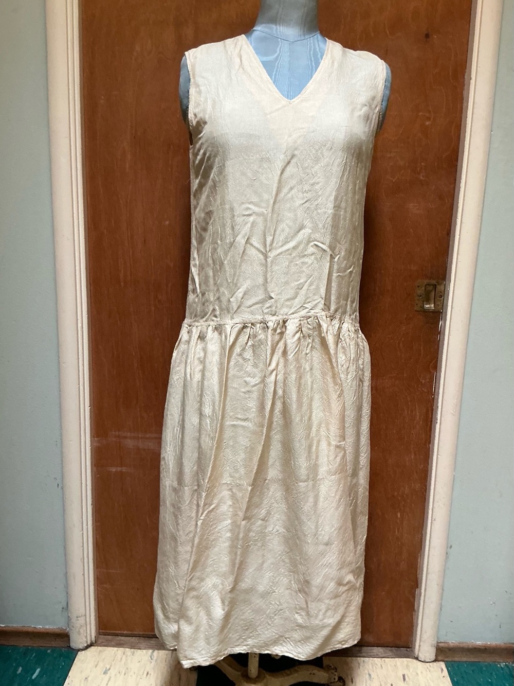 Vintage 80’s Raw Silk Handmade Drop Waist Dress